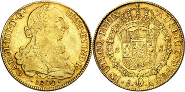 Cy13706.- CARLOS IV  8 Escudos 1800 Santiago J.A. - EBC.  Oro.