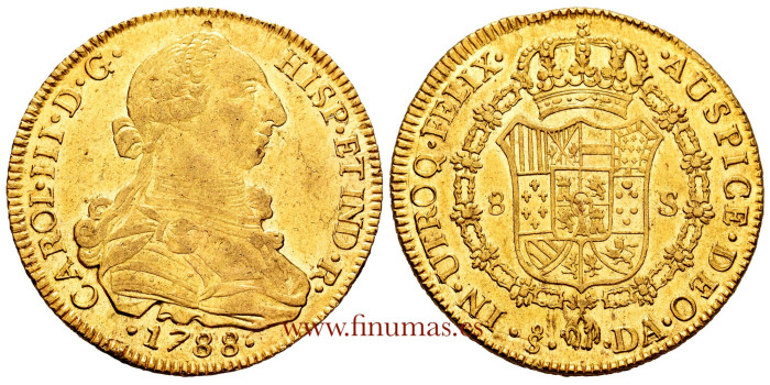 Cy12204.-CARLOS III - 8 Escudos 1788 Santiago D.A.- SC-