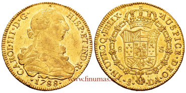 Cy12204.-CARLOS III - 8 Escudos 1788 Santiago D.A.- SC-