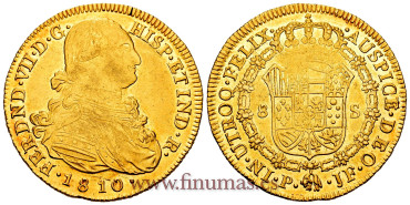 Cy15494.- FERNANDO VII - 8 Shields 1810 POPAYAN J.F. EBC+