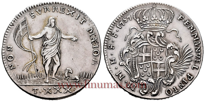 MALTA - K-A256 - 30 Taris 1757 . Order of Malta. MBC - Silver