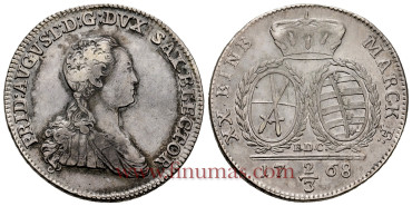 GERMANY STATES - SAXONY K-981- 2/3 THALER 1768 MBC+
