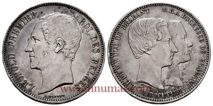 BELGIUM - K-00M02-B MEDAL 5 FRANCS 1853 MARRIAGE