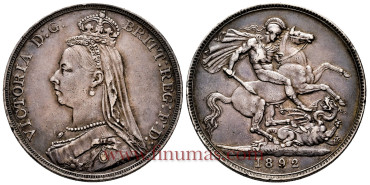 GRAN BRETAÑA - K-0765 -  1 CROWN 1892.  MBC+ - plata