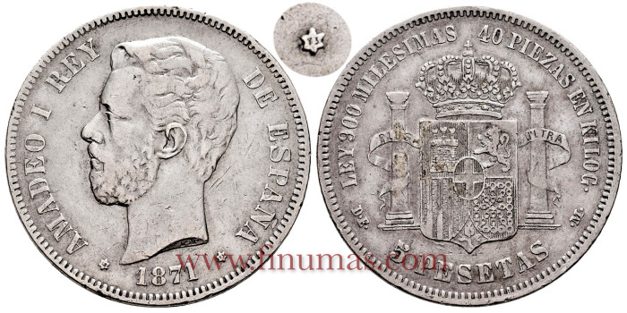 Cy16531f.2.- AMADEO I 5 Pesetas 1870 (18-73) BC+