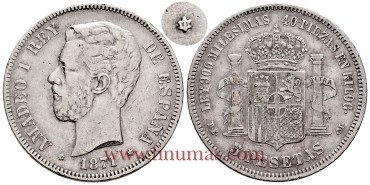 Cy16531f.2.- AMADEO I 5 Pesetas 1870 (18-73) BC+