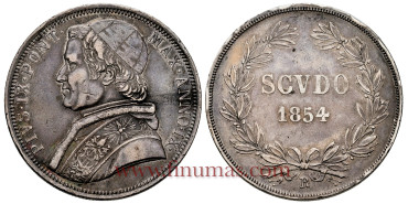 VATICAN - K-1336.2 - 1 SHIELD 1854 R MBC+/EBC silver