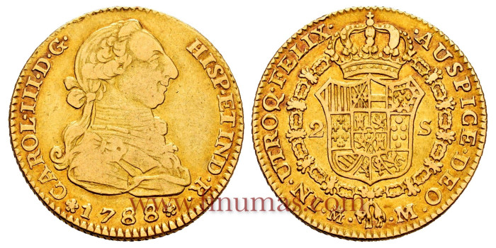 Cy11764.- CARLOS IV  2 ESCUDOS 1788 MADRID M. - Oro.