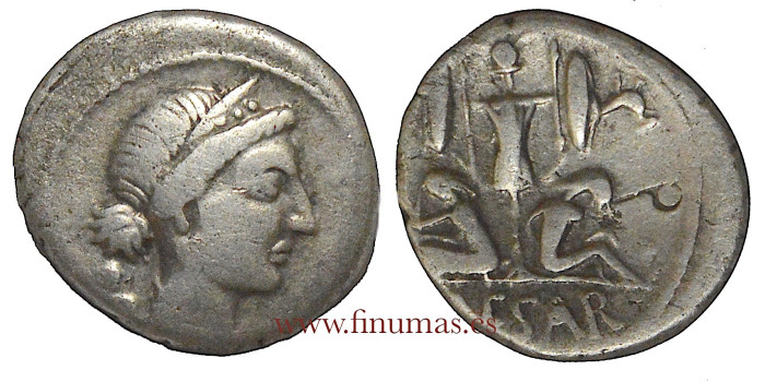 JULIUS CESAR. DENARY 46-45 BC