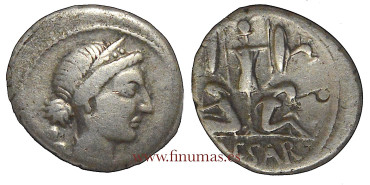 JULIUS CESAR. DENARY 46-45 BC