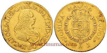 Cy11936.- CARLOS III - 8 Escudos 1760 NUEVO REINO J. - MBC