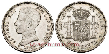 Cy166831I.-ALFONSO XIII 1 Pesetas 1905 (19-05) S.M.V.- EBC