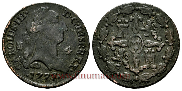 Cy10248.-CARLOS III - 4 Maravedi 1777 Segovia - MBC+