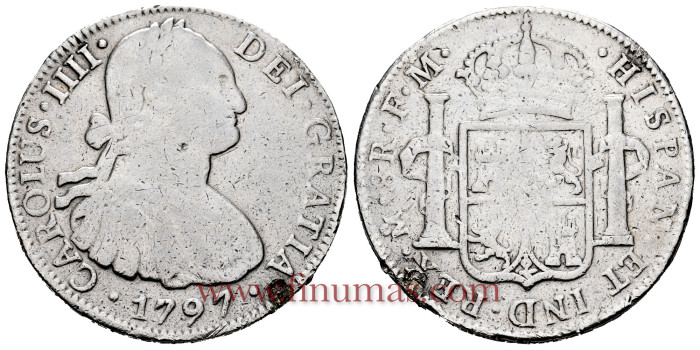 Cy13076.-CARLOS IV - 8 Reales 1797 Mexico F.M.- BC