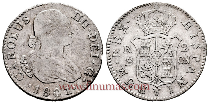 Cy12814.-CARLOS IV - 2 Reales 1801 Sevilla C.N.- MBC-