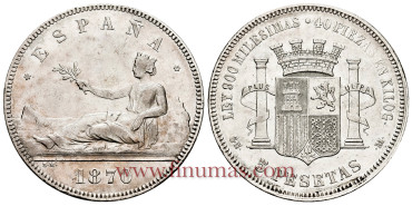Cy16523G.- G.P Y I REPUBLICA -5 Pesetas1870 - EBC-