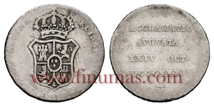 Cy15888.-ISABEL II - Medalla modulo 1/2 Real  Madrid - BC