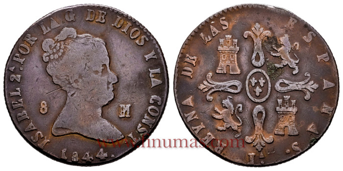 Cy15826.-ISABEL II -  8 Maravedis 1844 Jubia - BC
