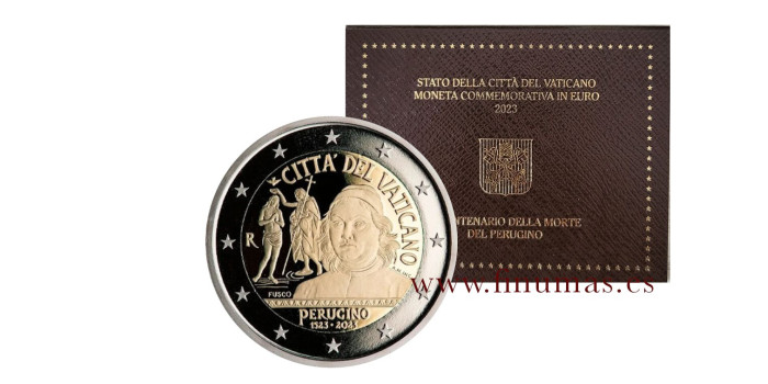 2 EURO COMMEMORATIVE VATICAN 2023 "PERUGINO" COINS