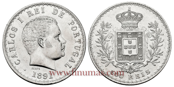 PORTUGAL - K-535 - 500 REIS 1891 - EBC