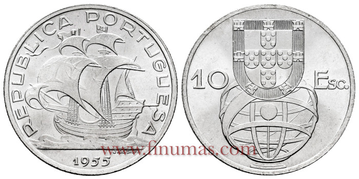PORTUGAL - K-586 - 10 Escudos 1955 - SC