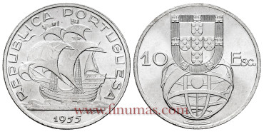 PORTUGAL - K-586 - 10 Escudos 1955 - SC