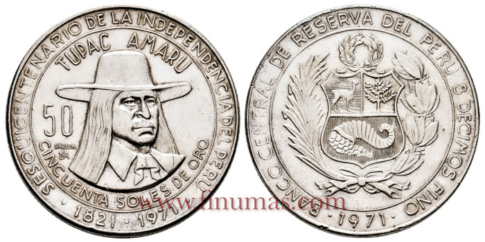 PERU - K-256 - 50 Soles 1971. EBC