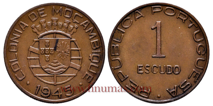 MOZAMBIQUE - K-047 - 1 ESCUDOS 1945 - SC