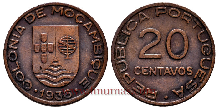 MOZAMBIQUE - K-062 - 20 Centavos 1936 - EBC+