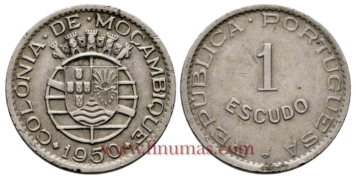 MOZAMBIQUE - K-077 - 1 ESCUDOS 1950 - MBC+