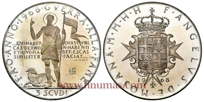 MALTA - K--026- 3 Escudi 1968 ANGELO. PROOF