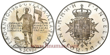 MALTA - K--026- 3 Escudi 1968 ANGELO. PROOF