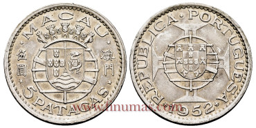 MACAO - K-05- 5 Patacas 1952. EBC- 