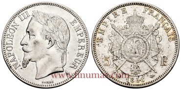FRANCIA - K--799 - 5 Francos 1868A - EBC-