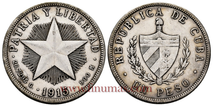 CUBA - K-015 - 1 Peso 1915 - MBC