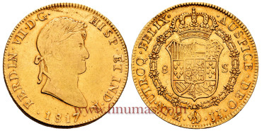 Cy15577.- FERNANDO VII - 8 Escudos 1817 Mexico J.J -EBC