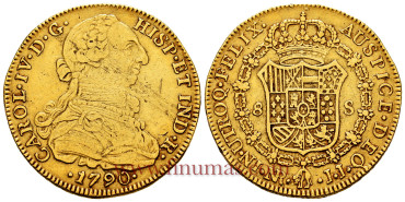 Cy13619.- CARLOS IV - 8 Escudos Nuevo Reino J.J. VARIANTE. - MBC