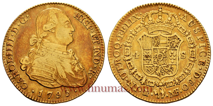 Cy13520.- Carlos IV - 4 Escudos 1795 Madrid M.F. -MBC