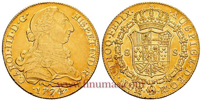 Cy12051.- Carlos III - 8 Escudos 1774 Madrid P.J. Variante. - EBC  B.O
