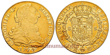 Cy12051.- Carlos III - 8 Escudos 1774 Madrid P.J. Variante. - EBC  B.O