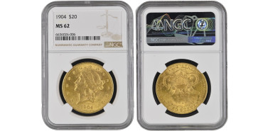 USA K-074.3.- 20 DOLLAR 1904 Liberty Head. GOLD NGC- MS 62