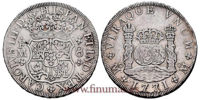 Cy11209.- CARLOS III  8 Reales Columnario 1771  MEXICO F.M.  MBC