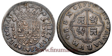 Cy08657.- Felipe V  8 Reales 1718 Sevilla M. MBC+