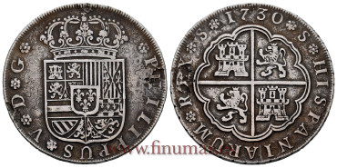 Cy08713.- FELIPE V - 8 Reales  1730 Sevilla.  Sin Ensayador Ni Valor- MBC/ Altered Surface