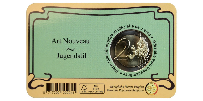 2 EUROS CONMEMORATIVOS BELGICA 2023 "Art Nouveau"