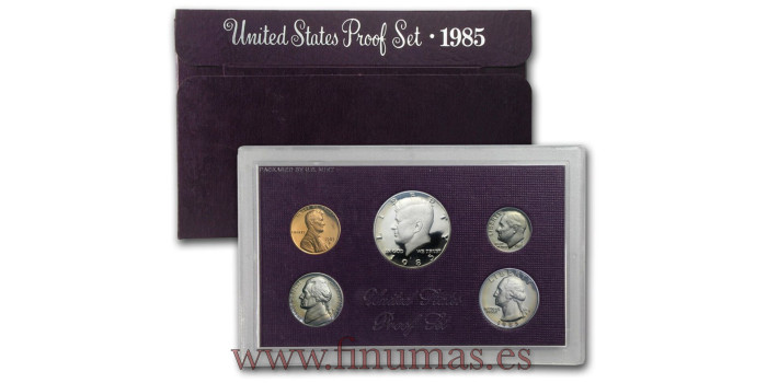 ESTADOS UNIDOS - KS01 - 1,5,10,25 y1/2 DÓLAR 1985 S PROOF