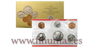 ESTADOS UNIDOS - KS02 - 1,5,10,25 y1/2 DÓLAR 1990 D S SC