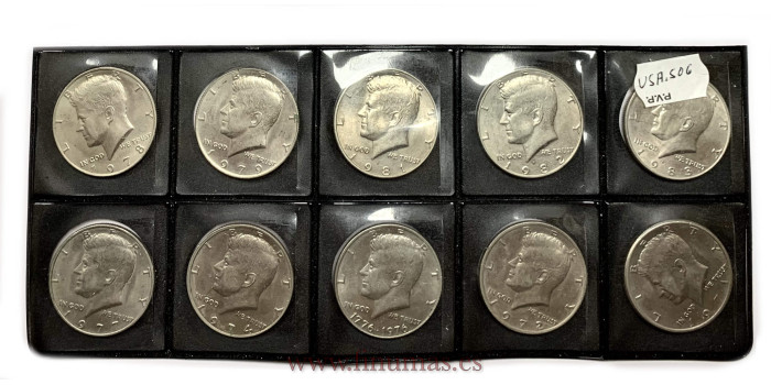 ESTADOS UNIDOS - KS06 - 1/2 DÓLAR KENNEDY, lote de 10 piezas