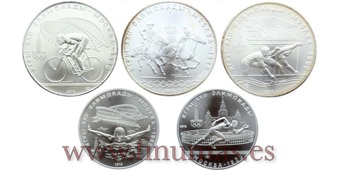 RUSIA - K154-55-58-59-60 - 5 y 10  Rublos 1978  - SC