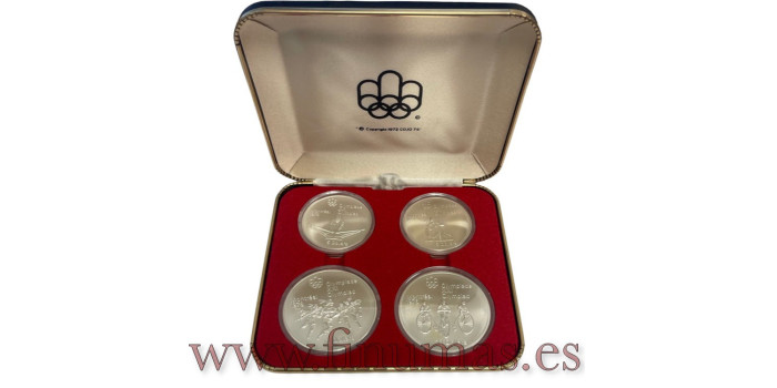 CANADA - S04. Official Olympic Box Montreal. 3rd Series 1975 4 Pieces Silver SC